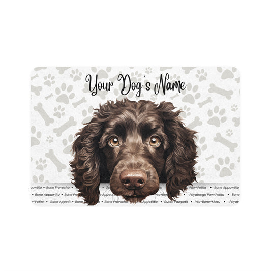 American Water Spaniel Personalized Pet Food Mat with Dog's Name, Customizable Dog Bowl Mat, Cute Dog Mat, Pet Feeding Mat, Dog Owner Gift, Pet Decor