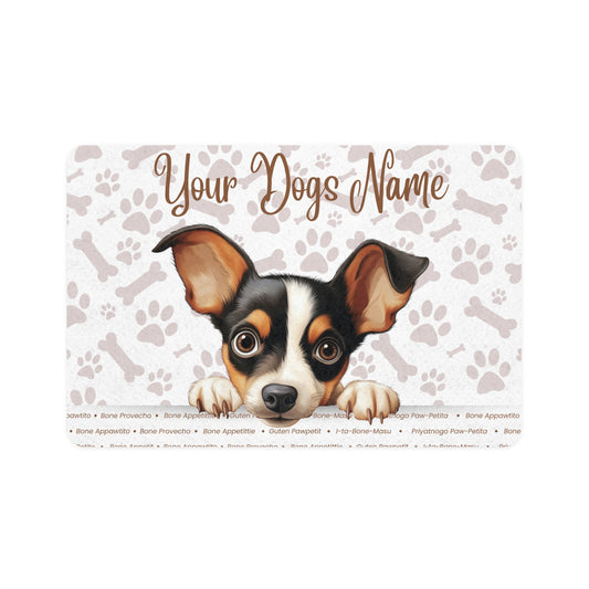 Toy Fox Terrier Personalized Pet Food Mat, Custom Dog Food Mat, Dog Feeding Mat, Cute Pet Mat, Dog Lovers Gift