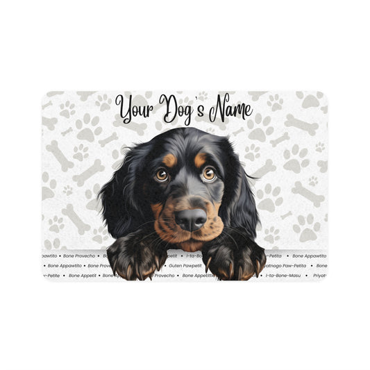 Golden Setter Personalized Pet Food Mat for Dogs, Custom Dog Feeding Mat, Dog Bowl Mat, Animal Lover Gift, Cute Pet Decor, Paw Print Design