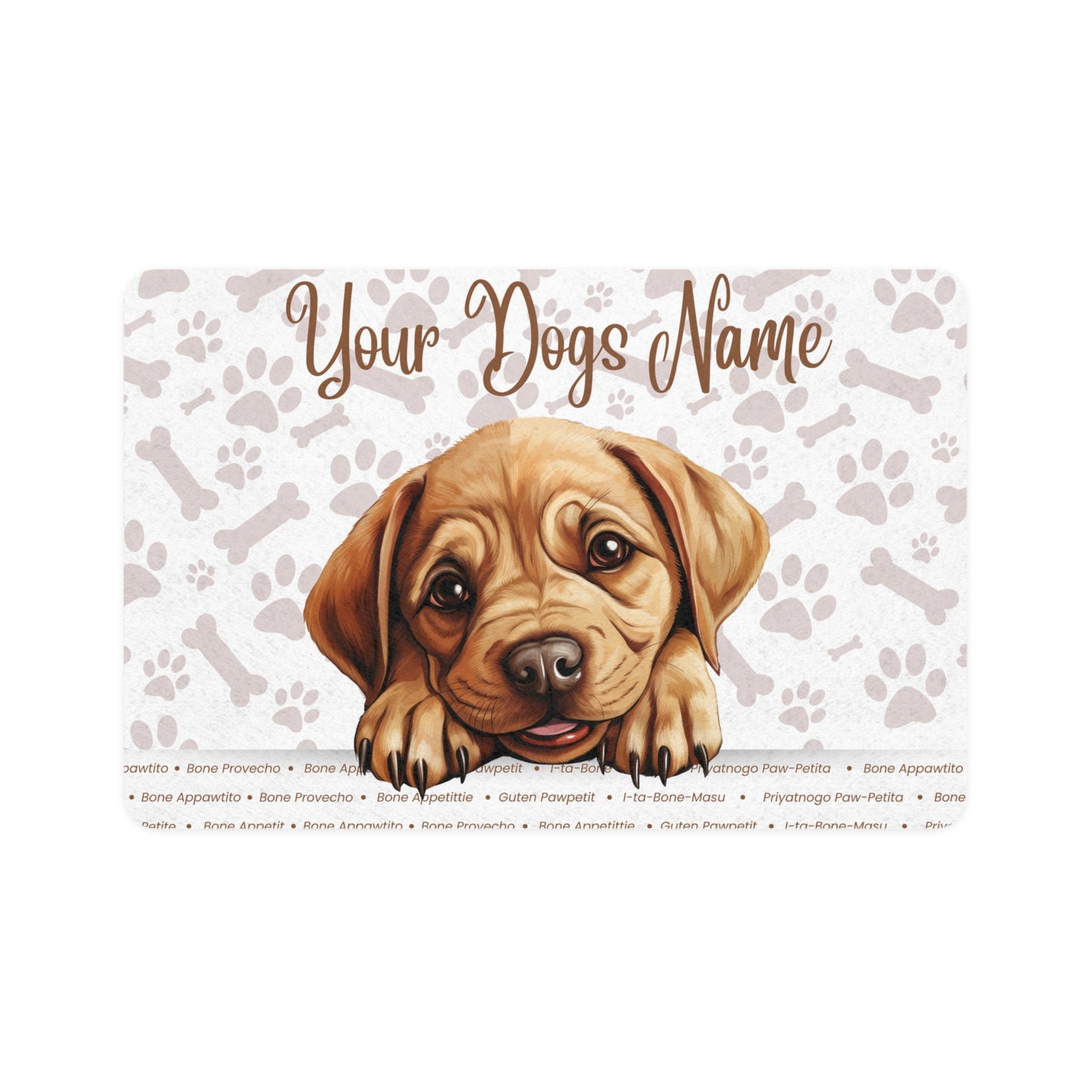 Labrador Bulldog Personalized Pet Food Mat, Custom Dog Food Mat, Dog Feeding Mat, Cute Pet Mat, Dog Lovers Gift