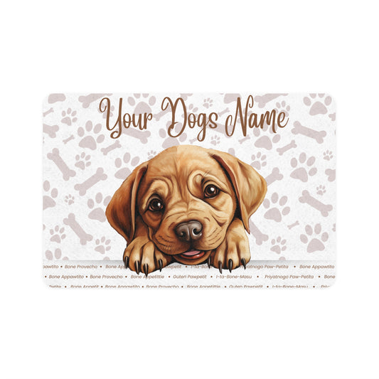 Labrador Bulldog Personalized Pet Food Mat, Custom Dog Food Mat, Dog Feeding Mat, Cute Pet Mat, Dog Lovers Gift