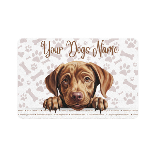 Labrador Retriever Personalized Pet Food Mat, Custom Dog Food Mat, Dog Feeding Mat, Cute Pet Mat, Dog Lovers Gift