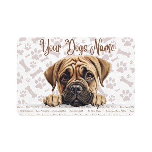 Bullmastiff Personalized Pet Food Mat for Dogs, Custom Dog Feeding Mat, Stylish Pet Decor, Pet Lover Gift, Dog Food Station
