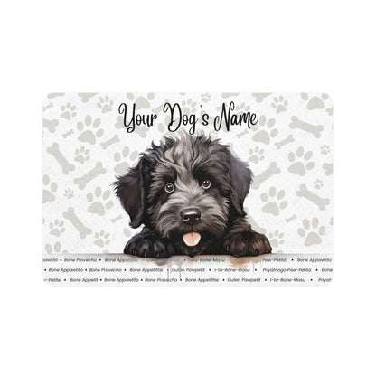 Bouvier des Flandres Personalized Pet Food Mat, Customizable Dog Feeding Mat, Cute Puppy Design, Pet Accessory, Home Décor for Pet Lovers