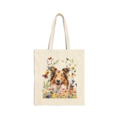 Collie Canvas Tote Bag