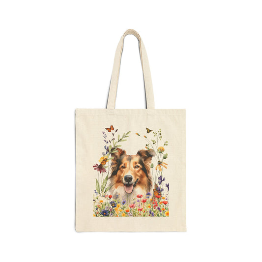 Collie Canvas Tote Bag