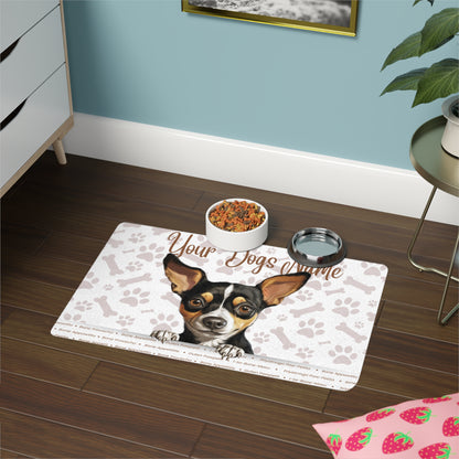 Rat Terrier Personalized Pet Food Mat, Custom Dog Food Mat, Dog Feeding Mat, Cute Pet Mat, Dog Lovers Gift
