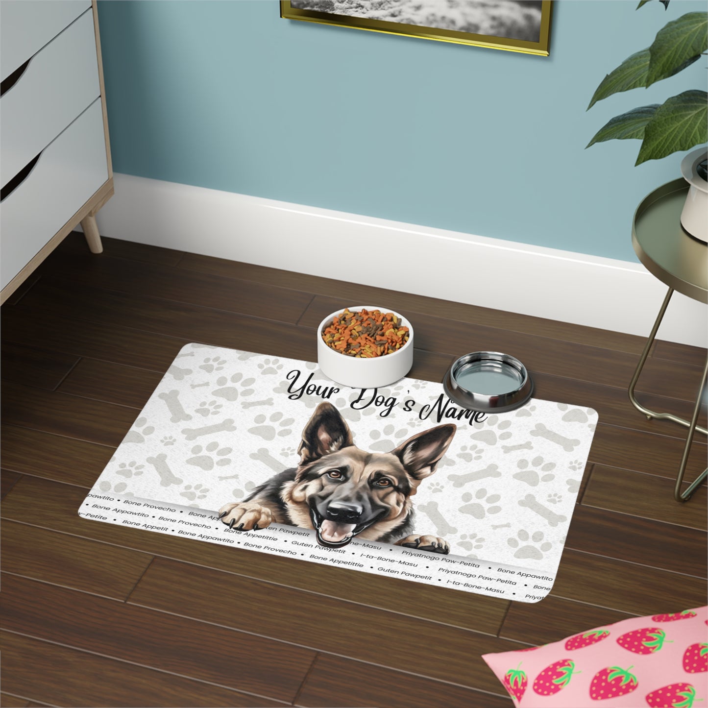 German Shepherd Personalized Pet Food Mat for Dogs, Custom Pet Mat, Dog Feeding Mat, Durable Dog Placemats, Home Pet Accessories