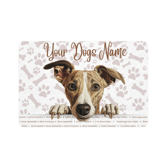 Whippet Personalized Pet Food Mat, Custom Dog Food Mat, Dog Feeding Mat, Cute Pet Mat, Dog Lovers Gift