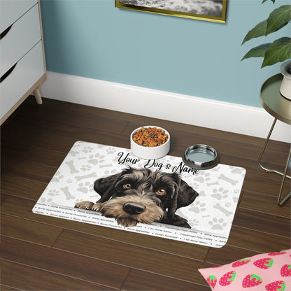 Giant Schnauzer Personalized Pet Food Mat, Custom Dog Feeding Mat, Paw Print Dog Dish Mat, Pet Gift for Dog Lovers, Dog Owner Essentials