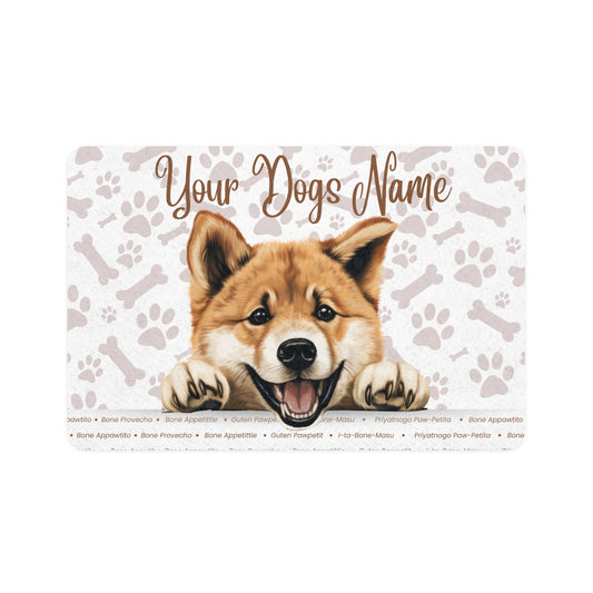 Akita Personalized Dog Food Mat, Custom Pet Feeding Mat, Cute Dog Decor, Paw Print Mat, Pet Lover Gift, Stylish Dog Accessory