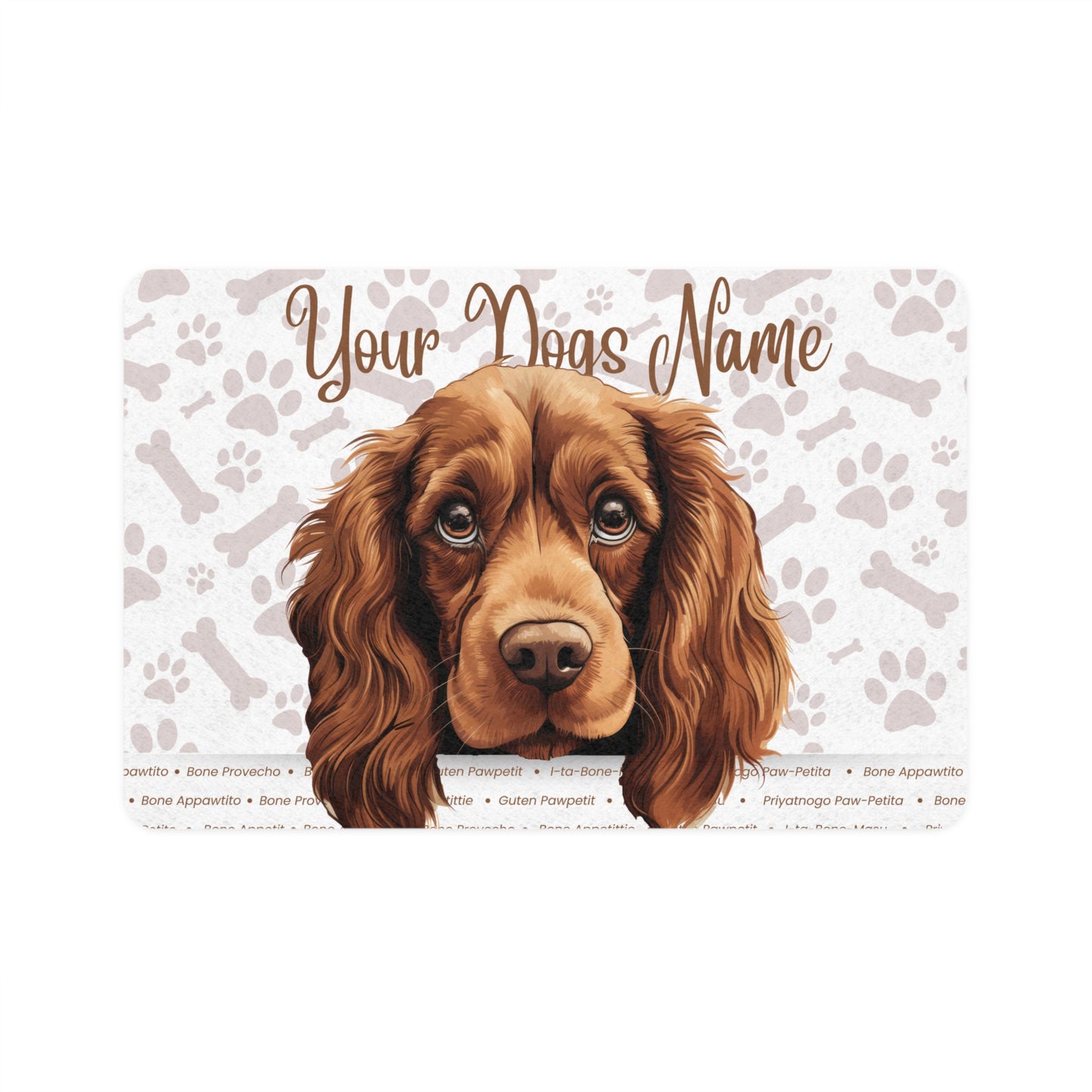 Sussex Spaniel Personalized Pet Food Mat, Custom Dog Food Mat, Dog Feeding Mat, Cute Pet Mat, Dog Lovers Gift