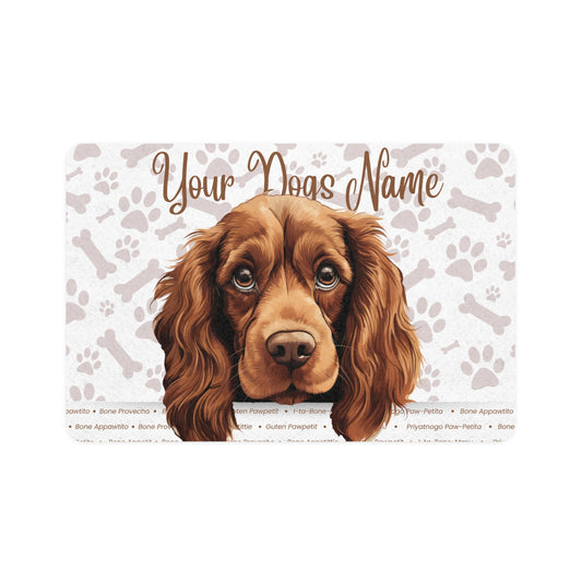 Sussex Spaniel Personalized Pet Food Mat, Custom Dog Food Mat, Dog Feeding Mat, Cute Pet Mat, Dog Lovers Gift