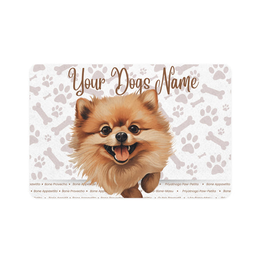 Pomeranian Personalized Pet Food Mat, Custom Dog Food Mat, Dog Feeding Mat, Cute Pet Mat, Dog Lovers Gift