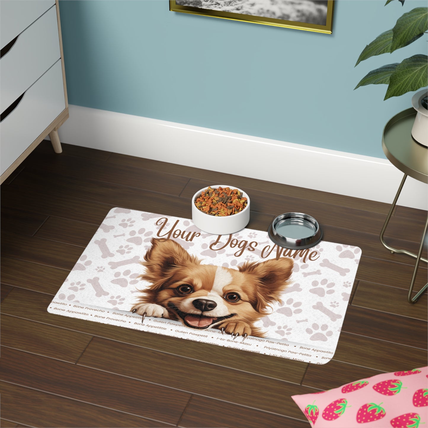 Russian Toy Dog Personalized Pet Food Mat, Custom Dog Food Mat, Dog Feeding Mat, Cute Pet Mat, Dog Lovers Gift