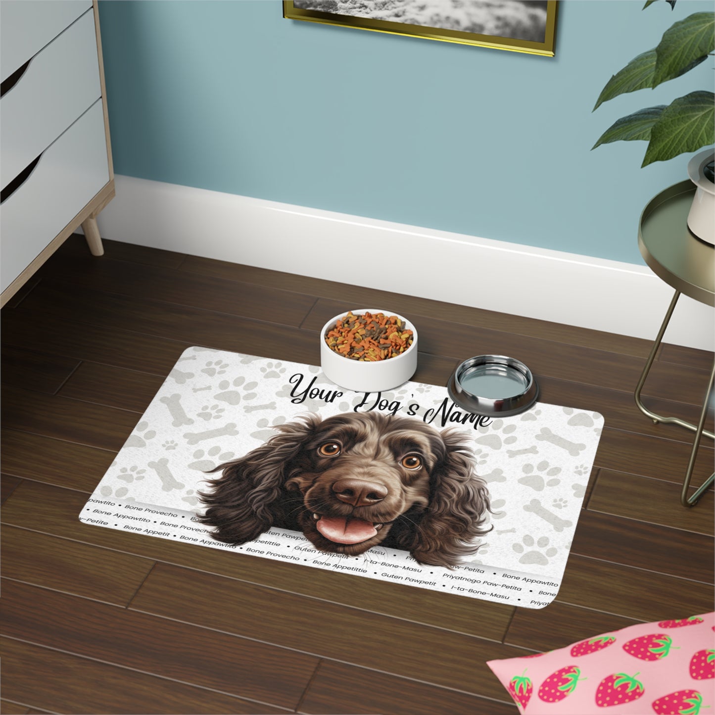 Boykin Spaniel Personalized Pet Food Mat, Custom Dog Bowl Mat, Dog Placemat, Waterproof Pet Mat, Dog Decor, Pet Feeding Station