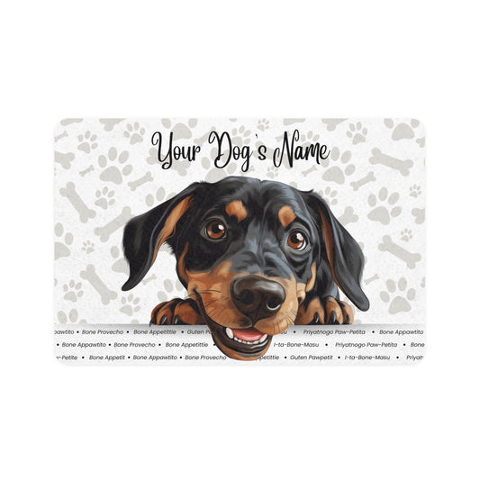 Australian Black and Tan Hound Personalized Pet Food Mat, Custom Dog Feeding Mat, Pet Lover Gift, Dog Bowl Mat, Cute Animal Decor