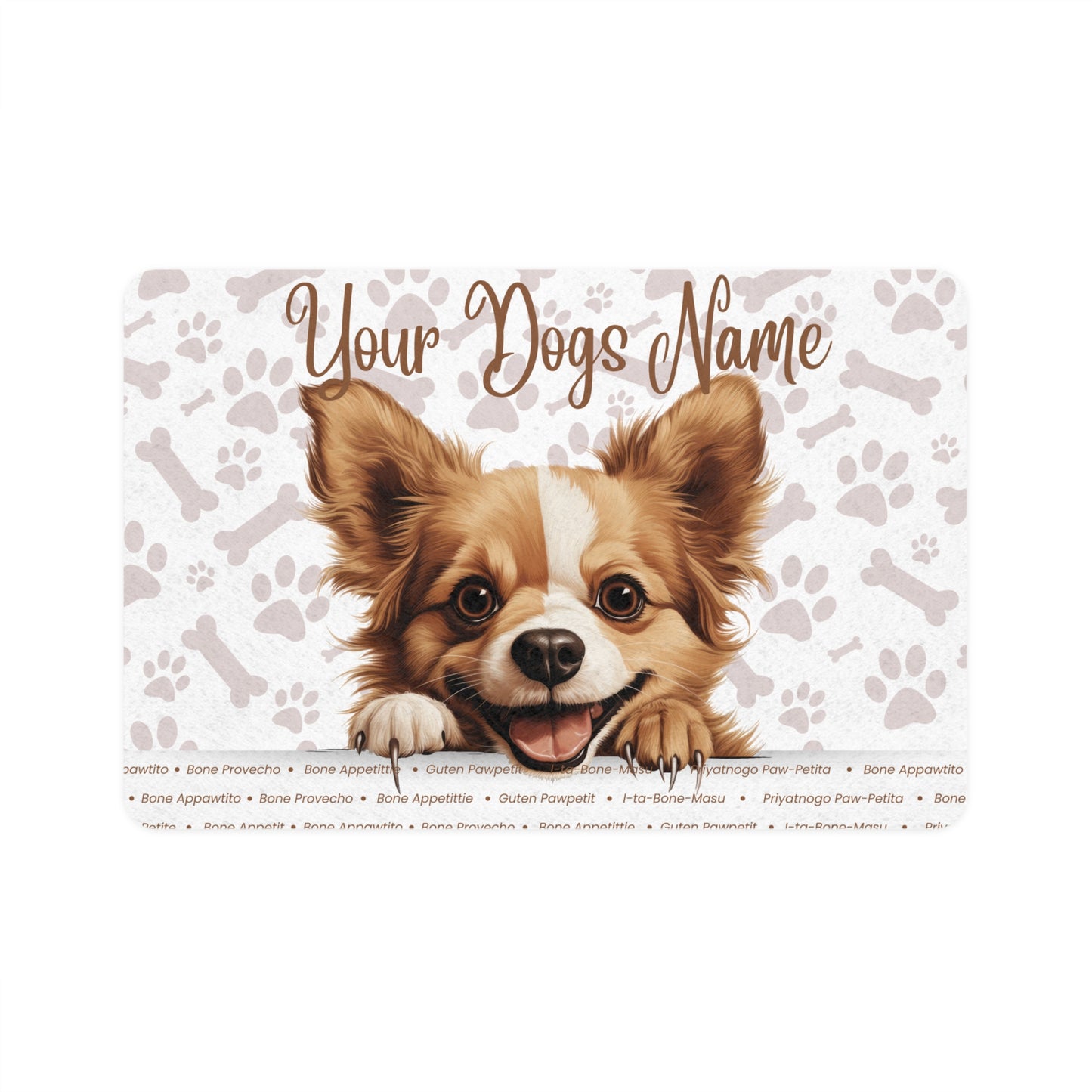 Russian Toy Dog Personalized Pet Food Mat, Custom Dog Food Mat, Dog Feeding Mat, Cute Pet Mat, Dog Lovers Gift