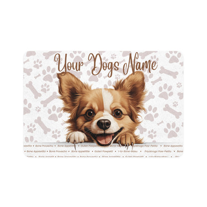 Russian Toy Dog Personalized Pet Food Mat, Custom Dog Food Mat, Dog Feeding Mat, Cute Pet Mat, Dog Lovers Gift