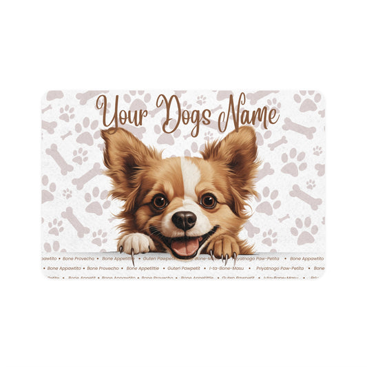 Russian Toy Dog Personalized Pet Food Mat, Custom Dog Food Mat, Dog Feeding Mat, Cute Pet Mat, Dog Lovers Gift