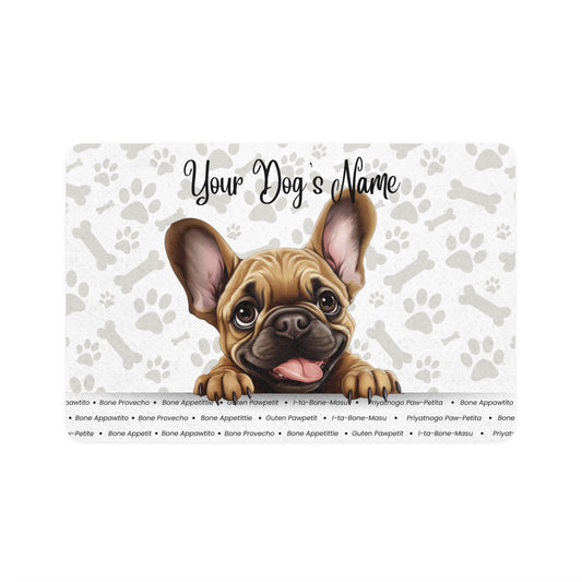 French Bulldog Customizable Pet Food Mat with Dog Design - Perfect for Pet Lovers, Dog Owners, and Home Decor
