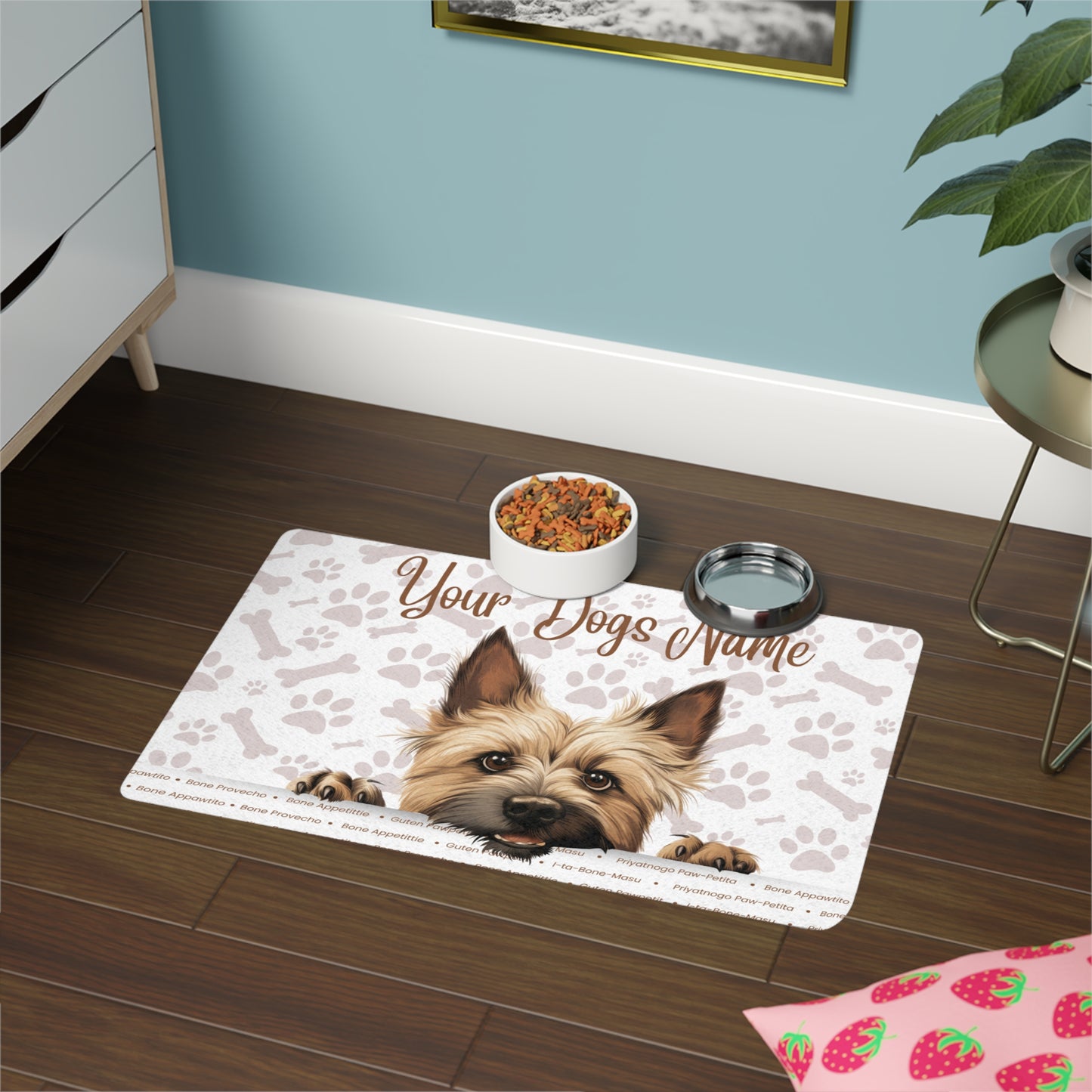 Cairn Terrier Custom Pet Food Mat for Dogs, Personalized Dog Feeding Station, Cute Pet Decor, Non-Slip Pet Mat, Dog Lover Gift