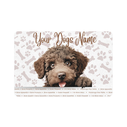 Spanish Water Dog Personalized Pet Food Mat, Custom Dog Food Mat, Dog Feeding Mat, Cute Pet Mat, Dog Lovers Gift