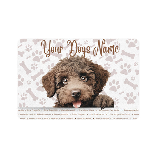 Spanish Water Dog Personalized Pet Food Mat, Custom Dog Food Mat, Dog Feeding Mat, Cute Pet Mat, Dog Lovers Gift