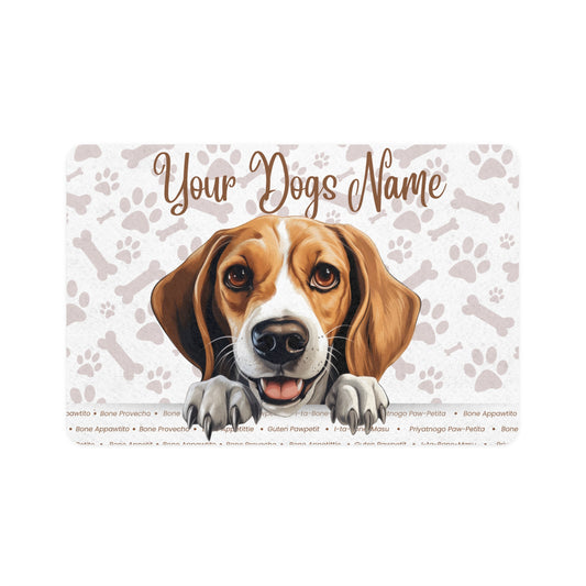Foxhound Personalized Dog Food Mat, Custom Pet Feeding Station, Customizable Dog Mat, Animal Lover Gift, Durable Pet Supplies
