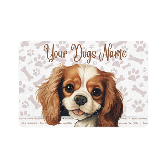 Cavalier King Charles Spaniel Personalized Pet Food Mat, Custom Dog Bowl Placemat, Cute Pet Accessories, Dog Lover Gift, Non-Slip Feeding Mat