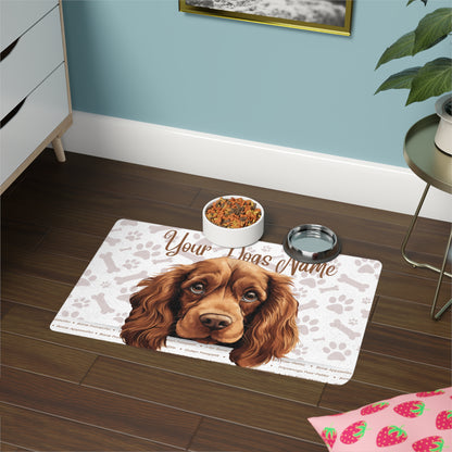 Sussex Spaniel Personalized Pet Food Mat, Custom Dog Food Mat, Dog Feeding Mat, Cute Pet Mat, Dog Lovers Gift