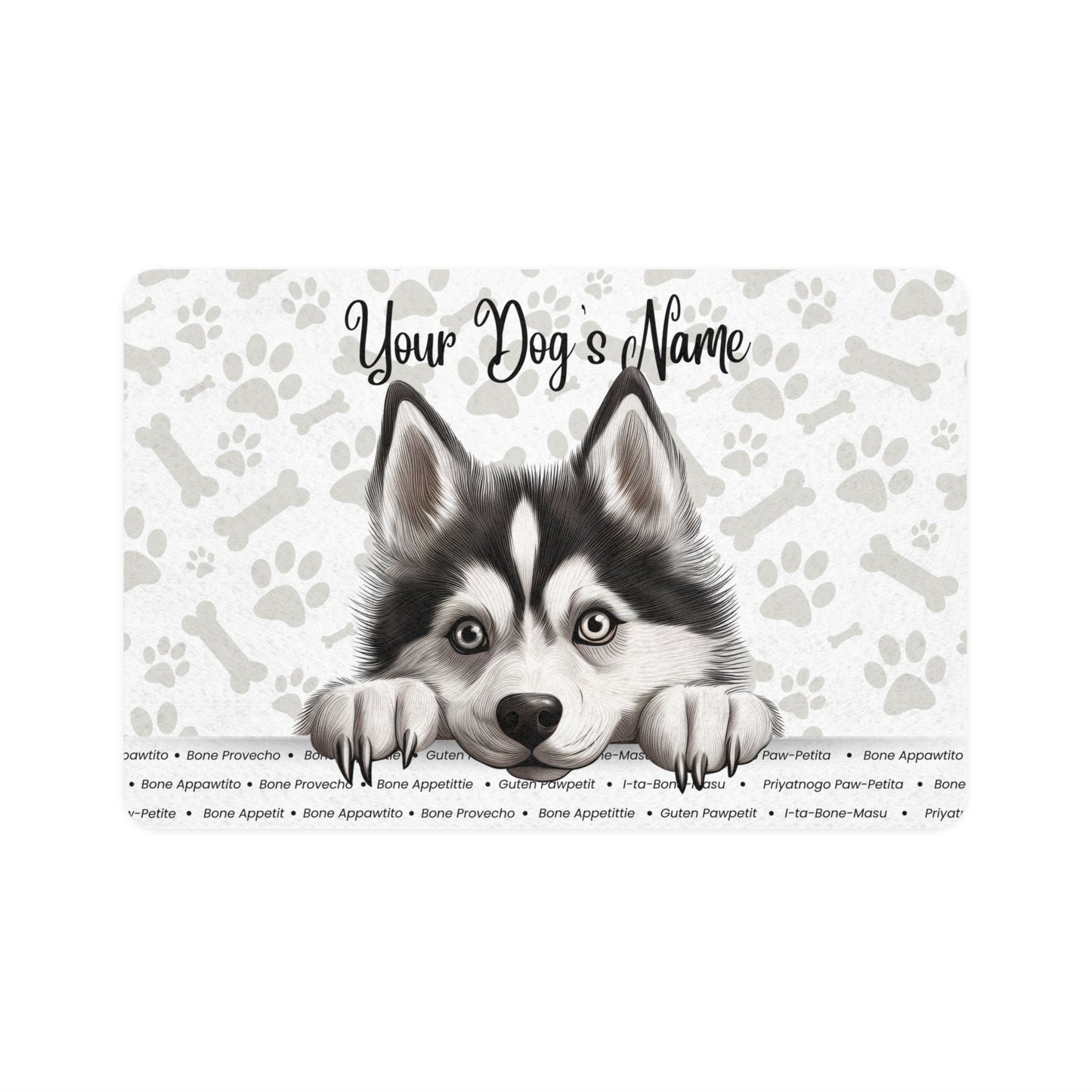 Siberian Husky Personalized Pet Food Mat, Custom Dog Food Mat, Dog Feeding Mat, Cute Pet Mat, Dog Lovers Gift