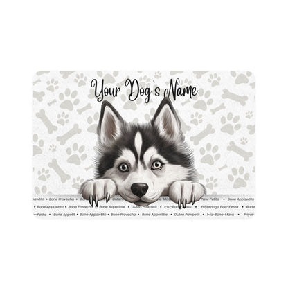 Siberian Husky Personalized Pet Food Mat, Custom Dog Food Mat, Dog Feeding Mat, Cute Pet Mat, Dog Lovers Gift