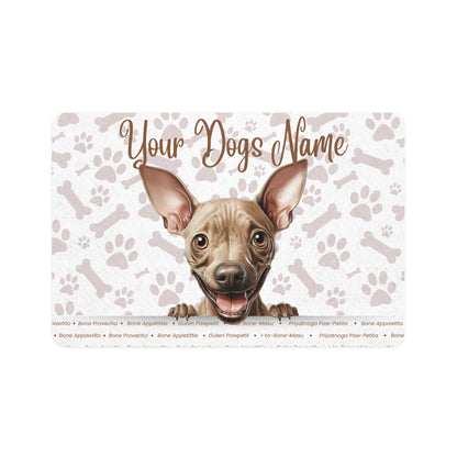 Hairless Terrier Personalized Pet Food Mat, Dog Feeding Mat, Custom Dog Bowl Mat, Pet Lover Gift, Cute Pet Decor, Home Essentials, Dog Paw Print Design