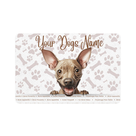 Hairless Terrier Personalized Pet Food Mat, Dog Feeding Mat, Custom Dog Bowl Mat, Pet Lover Gift, Cute Pet Decor, Home Essentials, Dog Paw Print Design