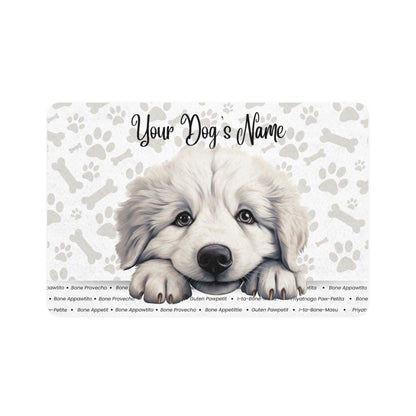 Great Pyrenees Personalized Dog Food Mat | Custom Pet Feeding Mat, Cute Puppy Design, Dog Owner Gift, Pet Supplies, Kitchen Decor