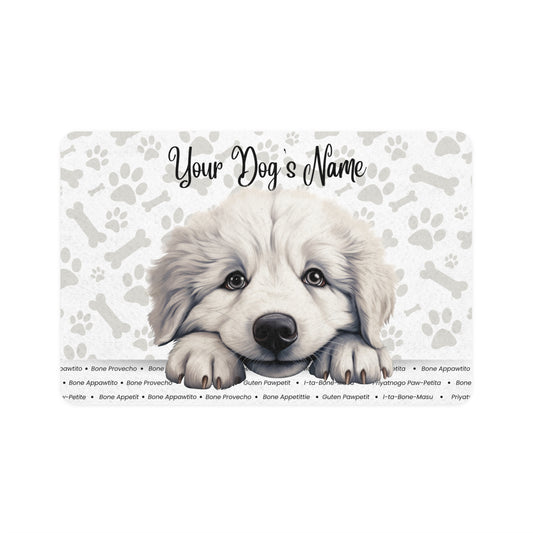 Great Pyrenees Personalized Dog Food Mat | Custom Pet Feeding Mat, Cute Puppy Design, Dog Owner Gift, Pet Supplies, Kitchen Decor
