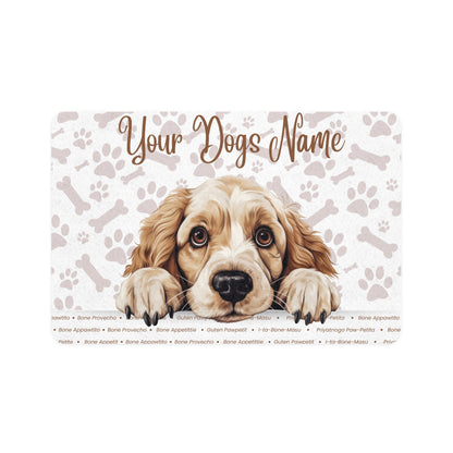 Clumber Spaniel Custom Pet Food Mat for Dogs, Personalized Dog Bowl Mat, Cute Animal Design, Pet Owner Gift, Dog Lover Decor