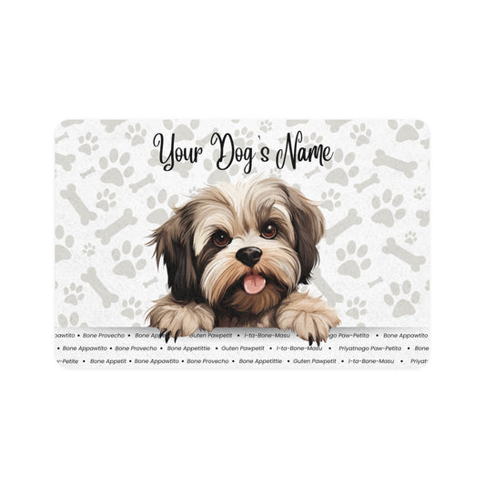 Lhasa Apso Personalized Pet Food Mat, Custom Dog Food Mat, Dog Feeding Mat, Cute Pet Mat, Dog Lovers Gift