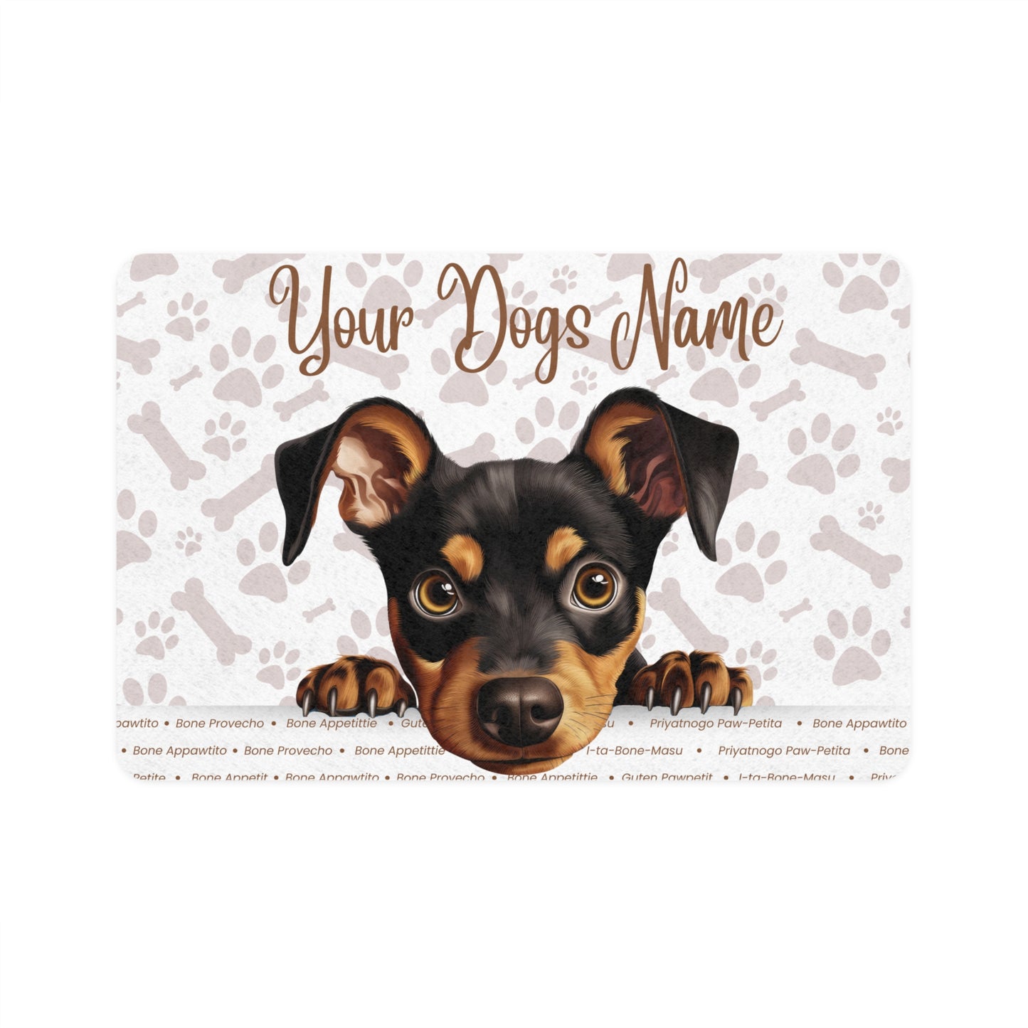 German Pinscher Customizable Pet Food Mat for Dogs, Dog Bowl Mat, Personalized Pet Placemat, Cute Dog Design, Ideal for Pet Owners and Gifts