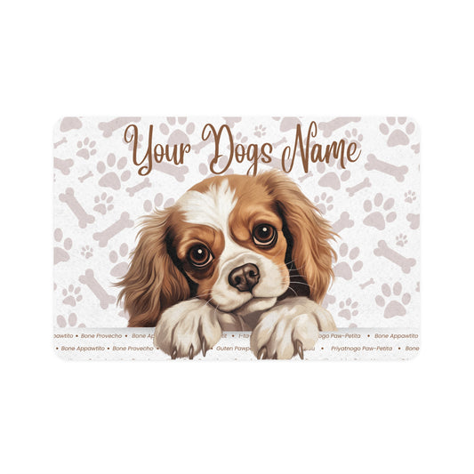 Harrier Personalized Pet Food Mat for Dogs, Custom Dog Bowl Mat, Cute Puppy Design, Pet Feeding Station, Paw Print Decor