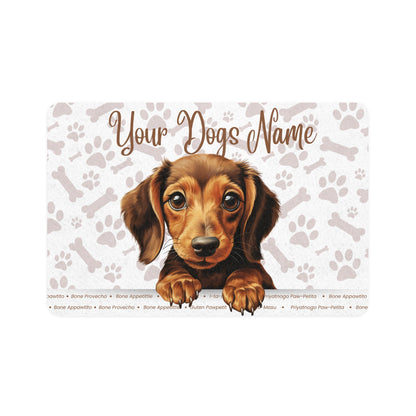 Dachshund Personalized Pet Food Mat with Custom Dog Name, Dog Feeding Mat, Pet Placemat, Puppy Feeding Station, Dog Lover Gift