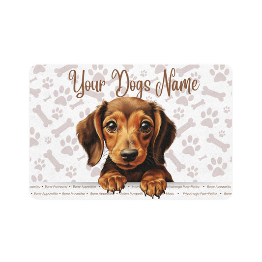 Dachshund Personalized Pet Food Mat with Custom Dog Name, Dog Feeding Mat, Pet Placemat, Puppy Feeding Station, Dog Lover Gift