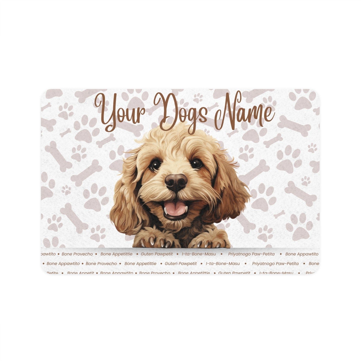 Cockapoo Personalized Pet Food Mat - Custom Dog Feeding Mat, Puppy Water Bowl Non-Slip, Dog Lover Gift, Pet Decor for Home