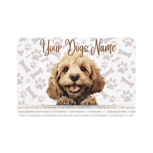 Cockapoo Personalized Pet Food Mat - Custom Dog Feeding Mat, Puppy Water Bowl Non-Slip, Dog Lover Gift, Pet Decor for Home