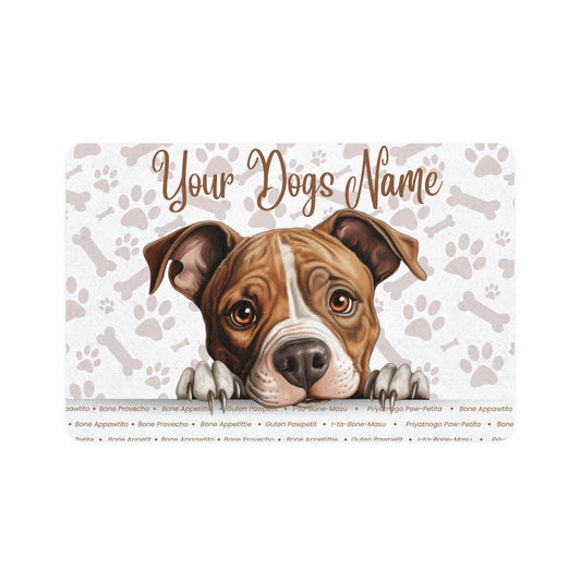 American Staffordshire Terrier Personalized Pet Food Mat with Custom Dog Name | Stylish Dog Bowl Mat | Waterproof Feeding Pad | Pet Lover Gift | Dog Accessories